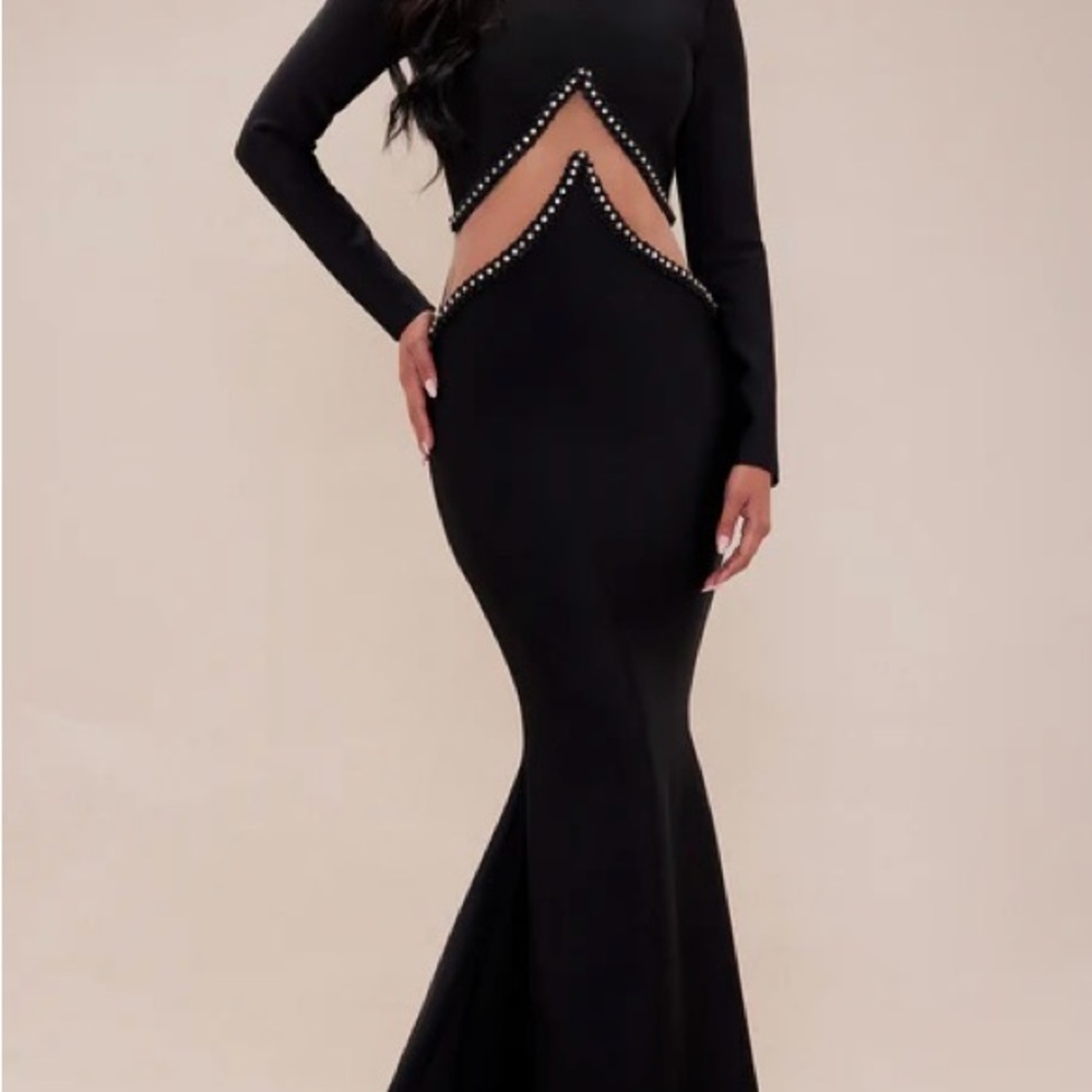 Fashion Nova Black Long Sleeve Dress with Cutouts